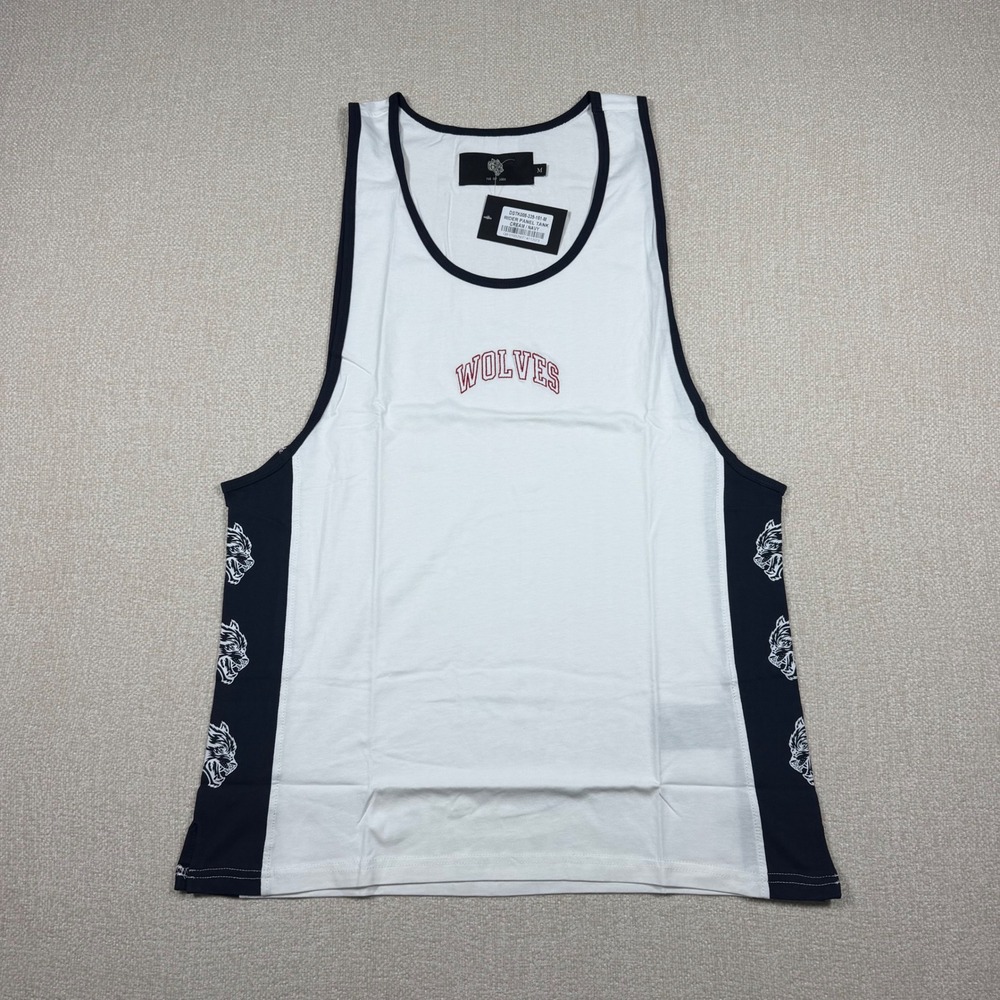 Darc Sport Rider Panel Tank Cream Navy Wolves Graphic Mens Medium